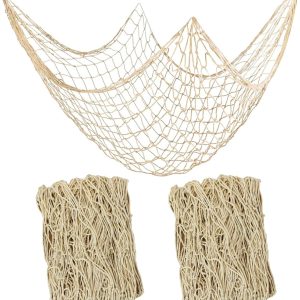 2 PCS Fish Net Decorations, 80 x 40 Inch, Ocean Themed Party Decor Beach, Nautical Wall Hanging Fishing Net for Coastal Bedroom, Bathroom, or Under The Sea Party Decorations