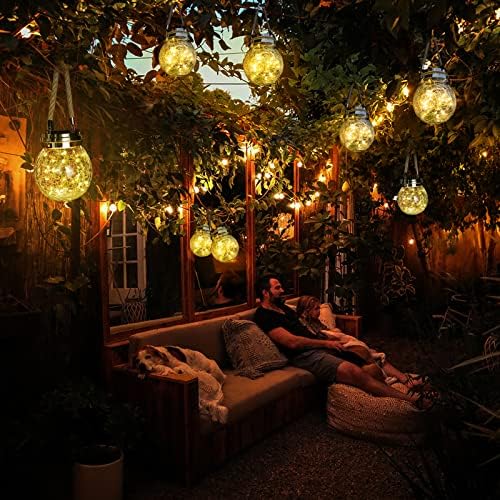 ROSHWEY Solar Lantern, 2 Pack Outdoor Lanterns with 30 LED Waterproof Garden Decor Patio Solar Lights Outdoor Decorative Backyard Outdoor Hanging, Warm Light - Image 2