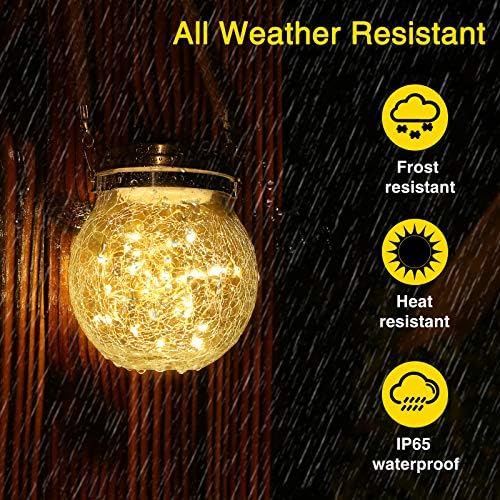 ROSHWEY Solar Lantern, 2 Pack Outdoor Lanterns with 30 LED Waterproof Garden Decor Patio Solar Lights Outdoor Decorative Backyard Outdoor Hanging, Warm Light - Image 6