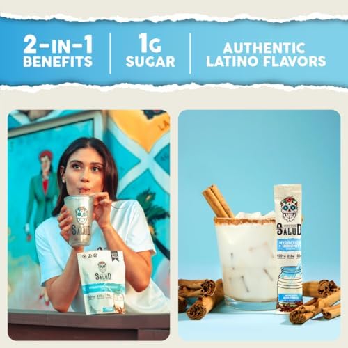 Salud 2-in-1 Hydration Packets + Immunity Electrolytes Powder, Horchata - Agua Fresca Drink Mix, Elderberry, Dairy & Soy Free, Non-GMO, Gluten Free, Vegan, Low Calorie, 1g Sugar (15 Servings) - Image 2