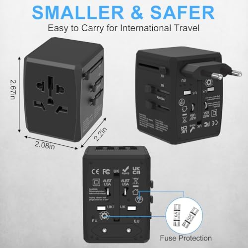 Universal Travel Adapter, 6-Port 6.0A 30W International Power Adapter with 4 USB-A, 2 USB-C Ports & 1 AC Outlet, European Travel Plug Adapter Travel Essentials(Type C/G/A/I) - Image 2