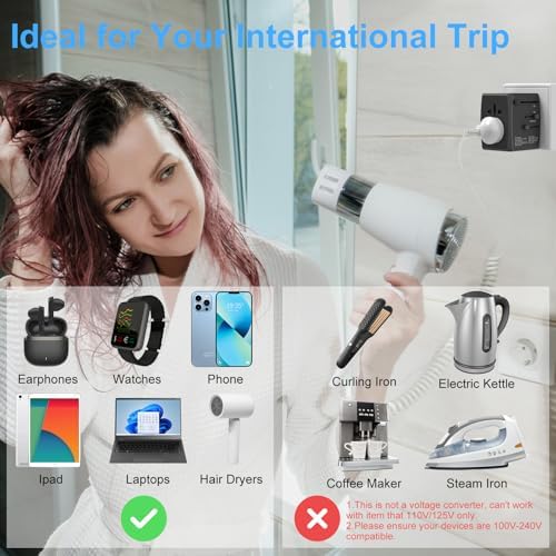 Universal Travel Adapter, 6-Port 6.0A 30W International Power Adapter with 4 USB-A, 2 USB-C Ports & 1 AC Outlet, European Travel Plug Adapter Travel Essentials(Type C/G/A/I) - Image 6